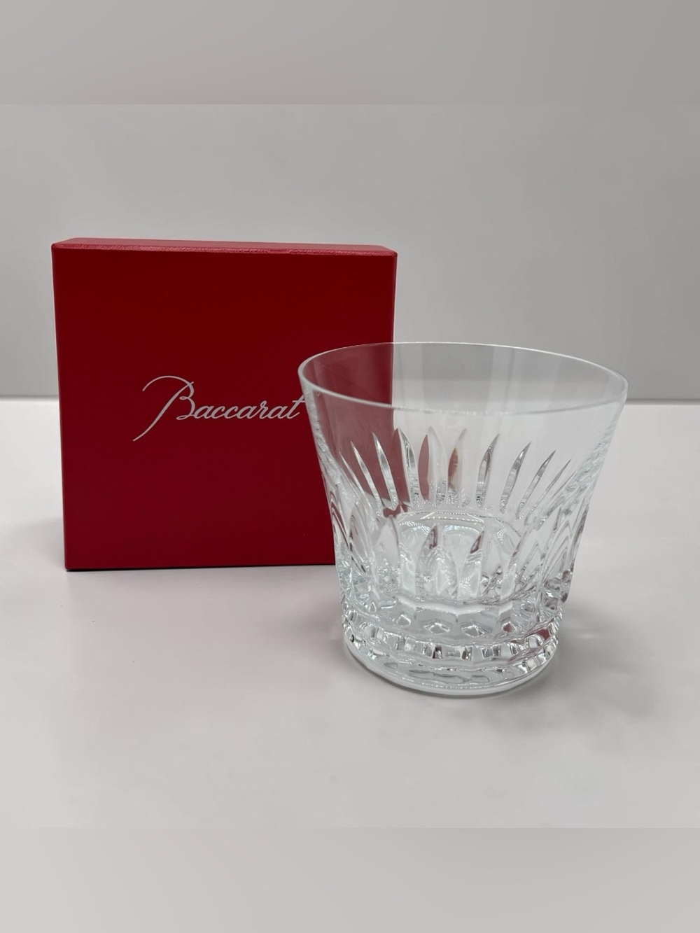 Baccarat Clear Crystal Tumbler with Red Presentation Box